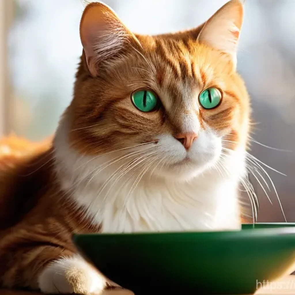 고양이 건강한 털 유지 - **Prompt 1: A Cat Enjoying Nutritious Food for a Radiant Coat**
"A majestic, short-haired domest...