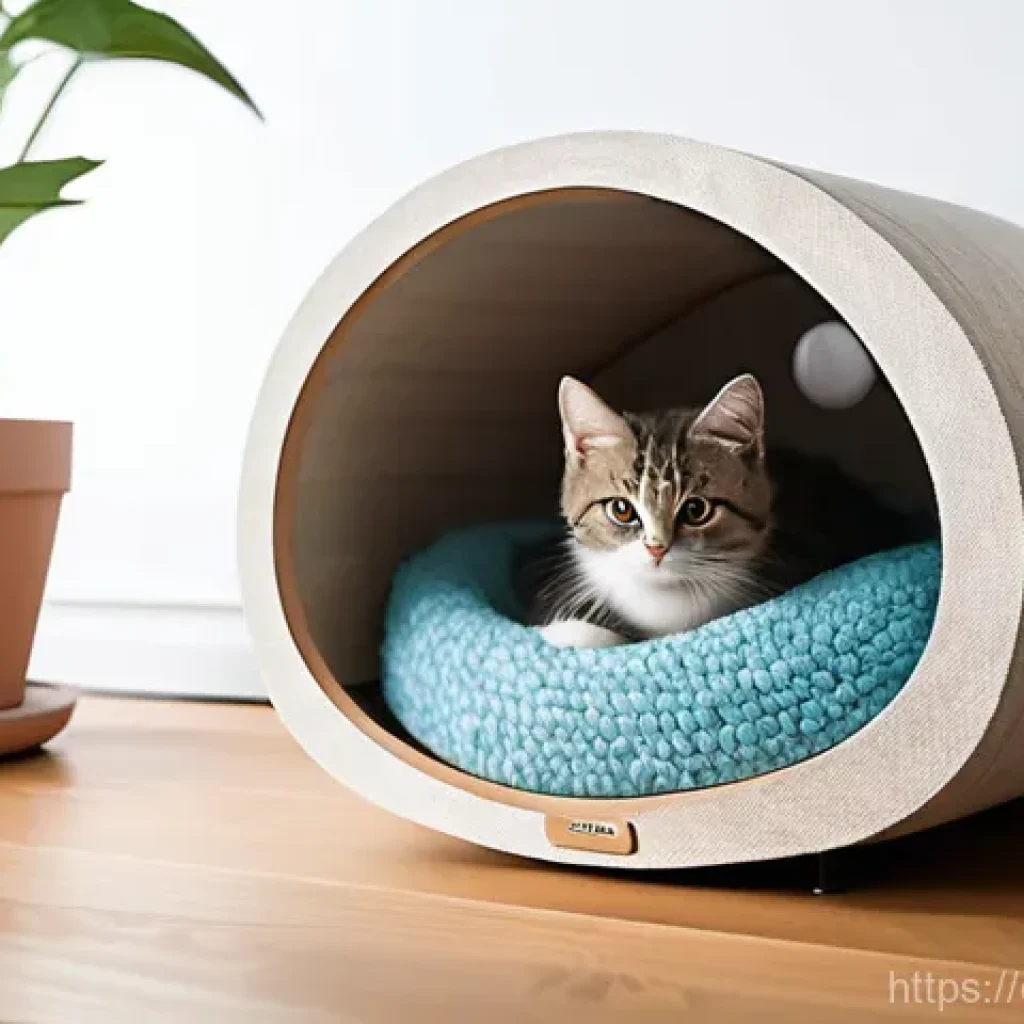 고양이 출산 준비물 - **A Serene Birthing Sanctuary:** A beautifully detailed image of a cozy, dimly lit birthing nest for...