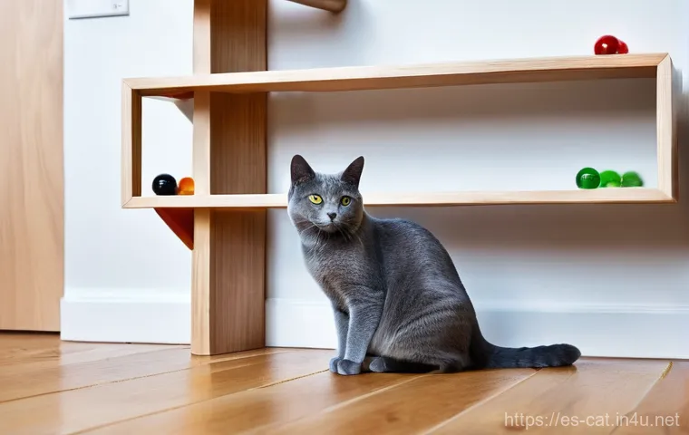 러시안 블루 성격 - **Prompt:** "A loyal Russian Blue cat, with its characteristic sleek silver-blue coat, is affectiona...
