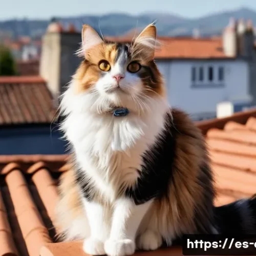 고양이용 GPS 추적기 - **Prompt:** A heartwarming scene of a domestic cat, a fluffy long-haired calico named "Pelusa," bein...