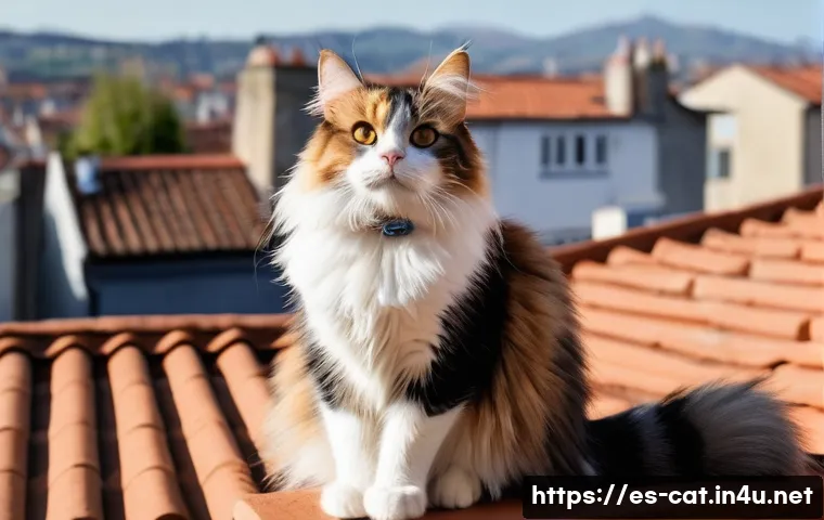 고양이용 GPS 추적기 - **Prompt:** A heartwarming scene of a domestic cat, a fluffy long-haired calico named "Pelusa," bein...